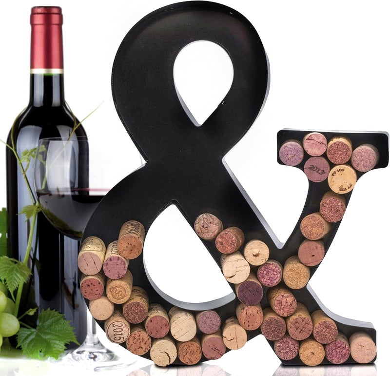 Made Easy Kit Metal Letter Wine Cork Keepsake Saver & Holder Monogram w/Free Wall Mount Kit A-Z (Symbol &, Large) - Image 1